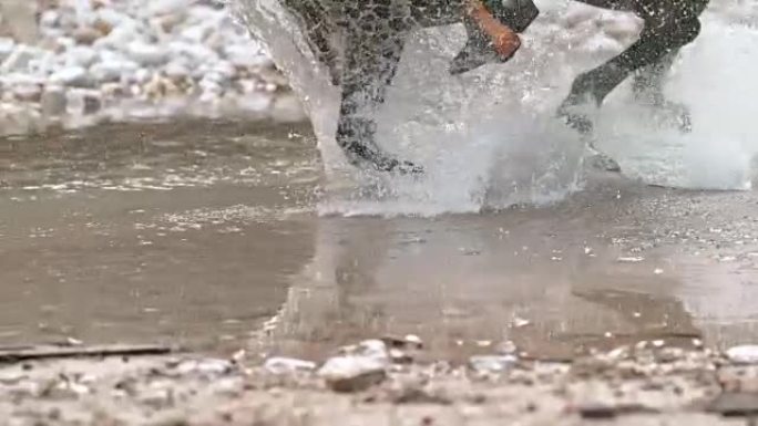 SLO MO TD游骑兵在疾驰中骑马过河