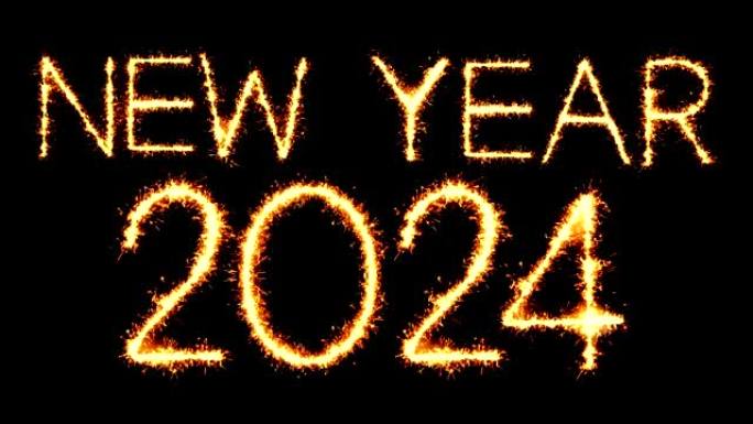 New Year 2024 Text Sparkler Glitter Sparks firewor