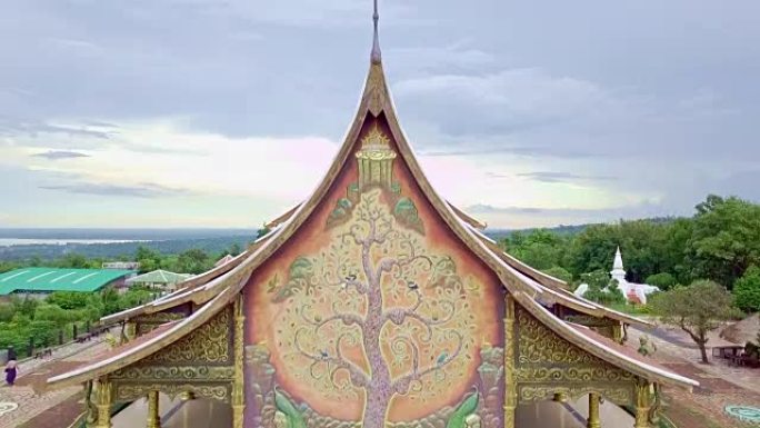 Wat Sirindhorn Wararam Phu Prao寺或Wat Phu Prao的4k无人