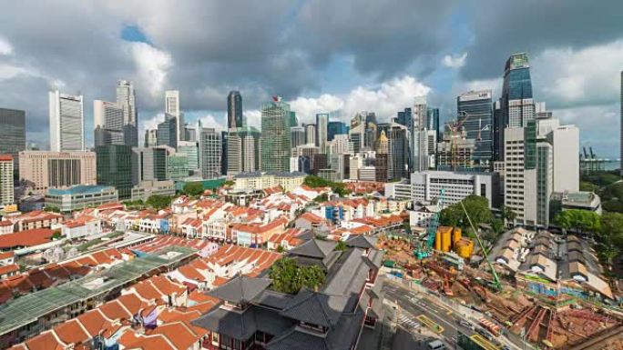 4K延时:新加坡华埠鸟瞰图