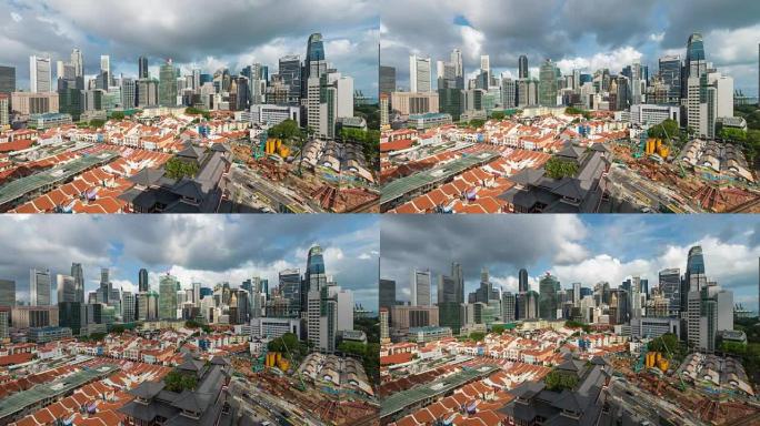 4K延时:新加坡华埠鸟瞰图