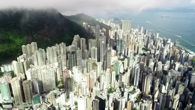 鸟瞰香港大厦依山而建