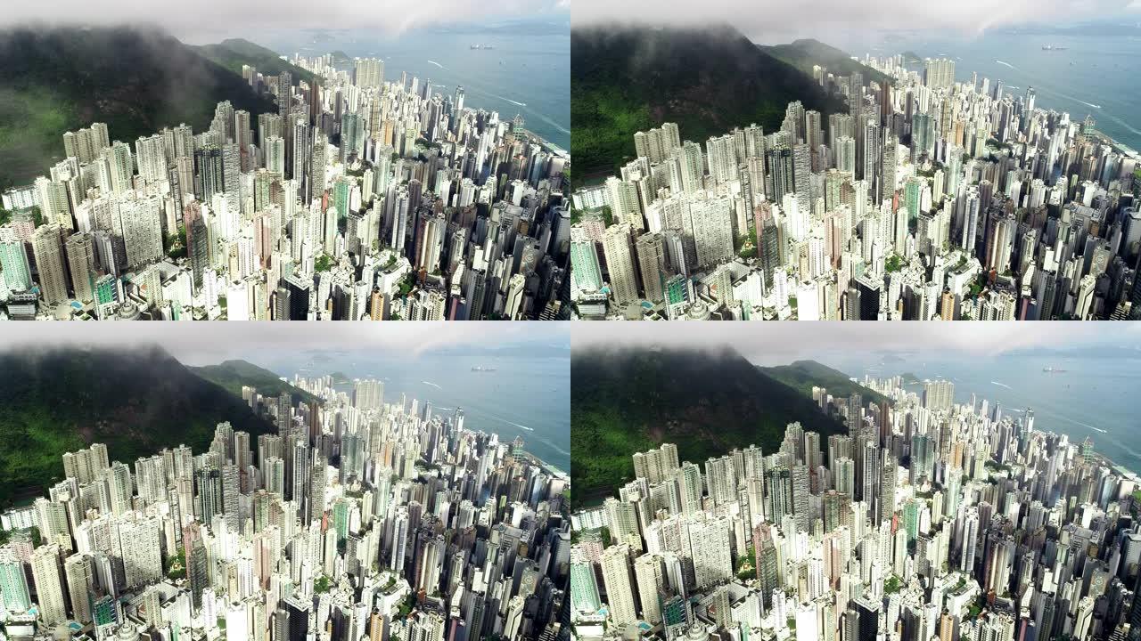 鸟瞰香港大厦依山而建