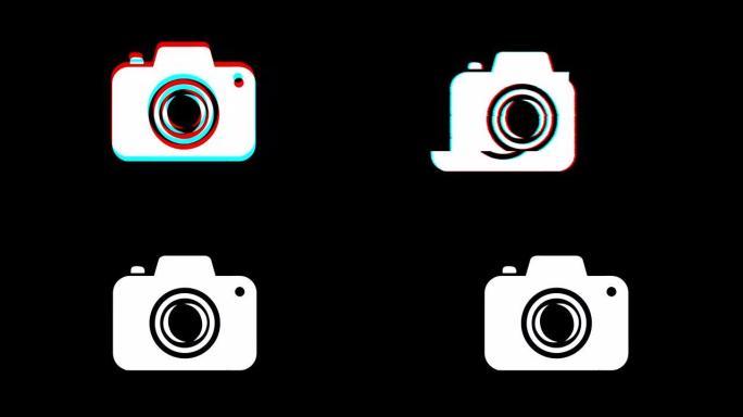 相机摄影图标复古抽搐坏信号动画。