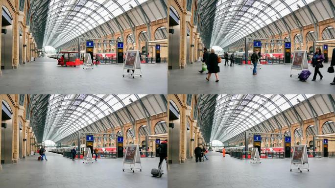 Time lapse伦敦火车地铁地铁站，高峰时段的乘客，英国，英国