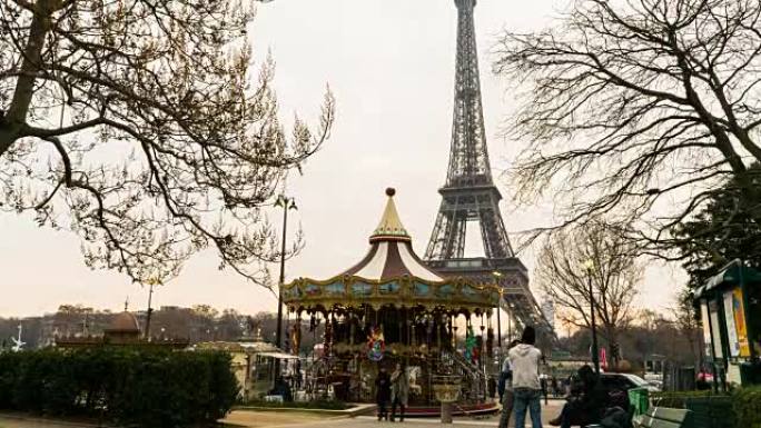 巴黎埃菲尔铁塔。法国巴黎埃菲尔铁塔实拍镜