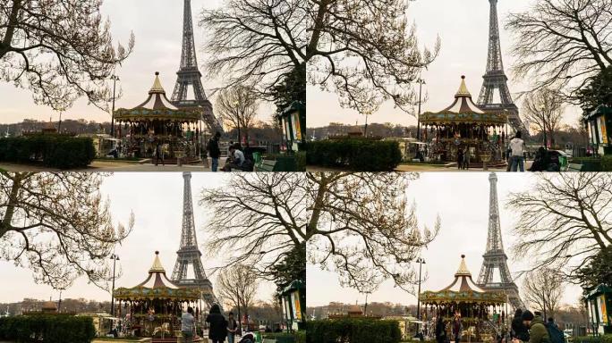 巴黎埃菲尔铁塔。法国巴黎埃菲尔铁塔实拍镜