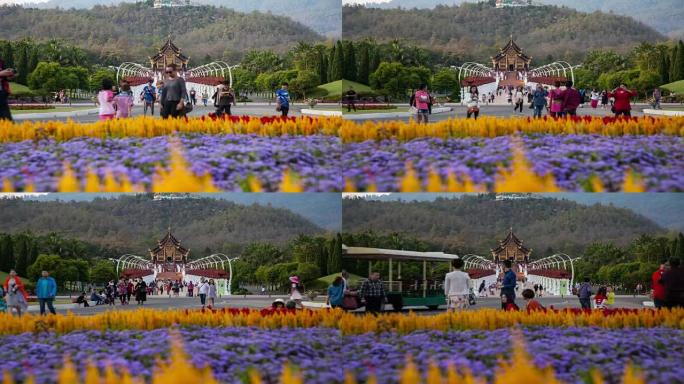 泰国清迈皇家公园皇家馆 (Ho Kham Luang) 的Timlapse。
