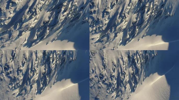 埃尔布鲁斯山附近的白雪皑皑冰川的垂直航拍