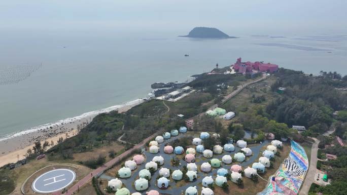 航拍福建漳州火山岛旅游休闲度假区