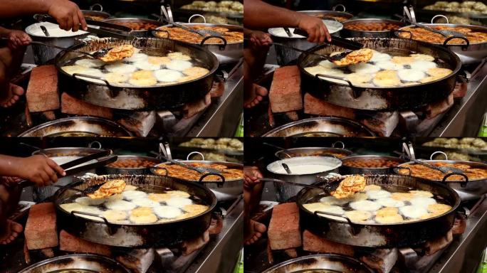 印度街头美食油炸Jhangri或jalebi。印度西部的拉贾斯坦邦。