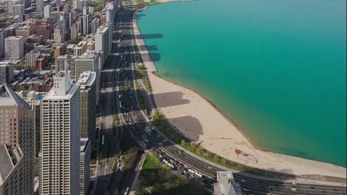 带交通道路的芝加哥市的4k分辨率时间流逝