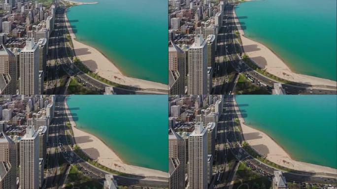 带交通道路的芝加哥市的4k分辨率时间流逝