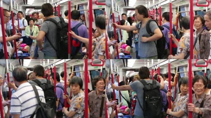 中国香港地铁里的人