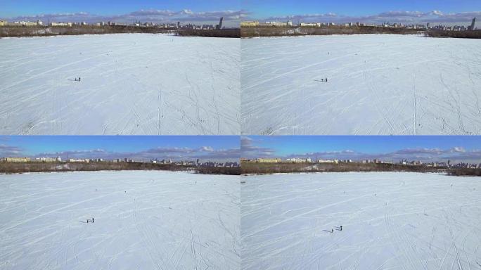冰湖冰钓-鸟瞰图