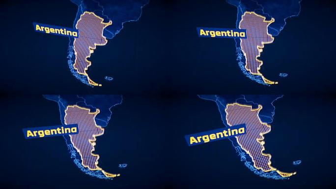 阿根廷国家边界3D可视化，现代地图轮廓，旅行