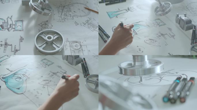 ARRI设计师画稿机械图纸实拍广告镜头