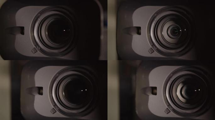 4k分辨率相机和镜头变焦，镜头特写。应急灯。