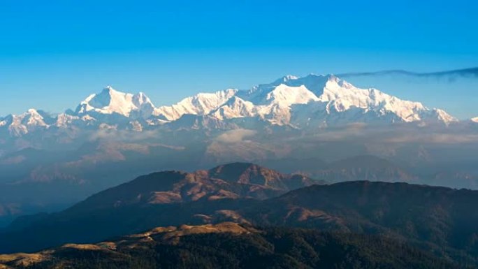 TL，PR，Kangchenjunga高山山脉，云移动