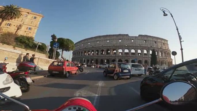 POV踏板车: 在罗马体育馆的摩托车上