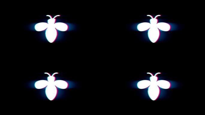 小故障复古复古动画上的虫子昆虫符号。