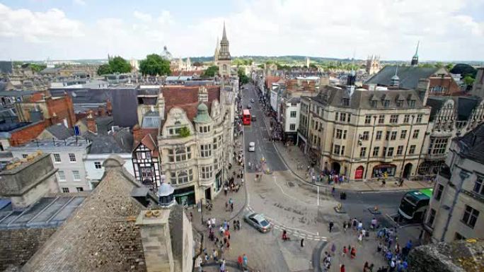 英国英格兰牛津市的俯视图时间流逝