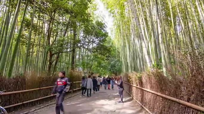 时间流逝: 日本京都岚山的竹林