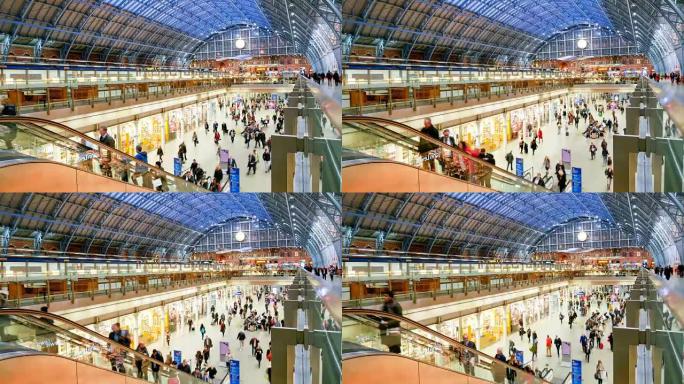 Time lapse伦敦火车地铁地铁站，高峰时段的乘客，英国，英国