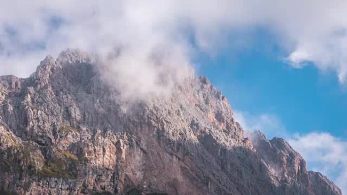 意大利多洛米蒂塞塞达南蒂罗尔阿尔卑斯山欧洲山区延时运动多云