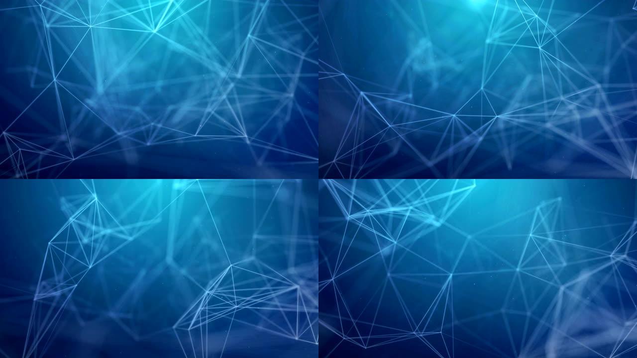 技术连接未来形状，蓝点网络，抽象背景