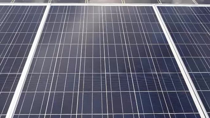 ZO，MS，建筑物顶部的太阳能电池，在阳光环境下靠近面板拍摄