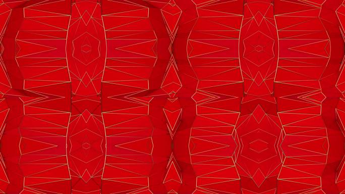 【4K时尚背景】红色金框空间三角几何边框