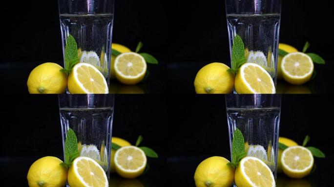 柠檬片苏打水-库存视频