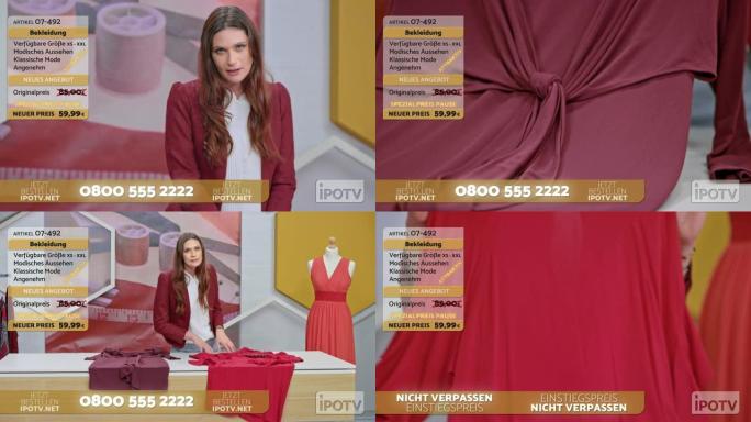 德语中的商业广告蒙太奇: 电视节目的女主持人与听众交谈并展示设计
