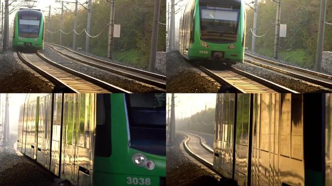 轻轨在轨道上行驶