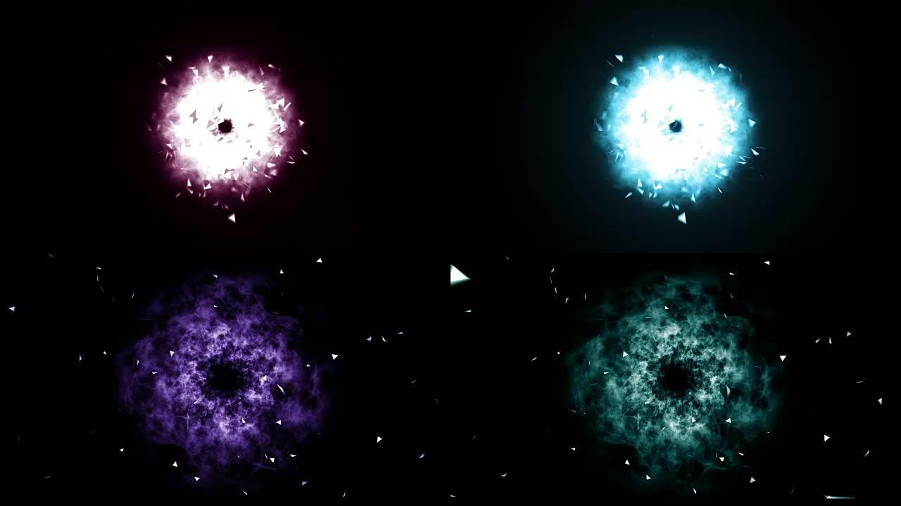 爆炸的彩色冲击波影视特效光效扩散宇宙太空