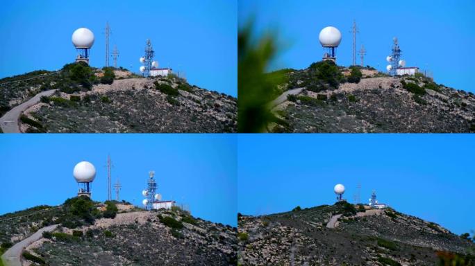 山顶上有一个大白色球体的气象雷达