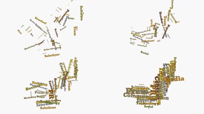 新闻稿字云对勾单词打散重组动画视频