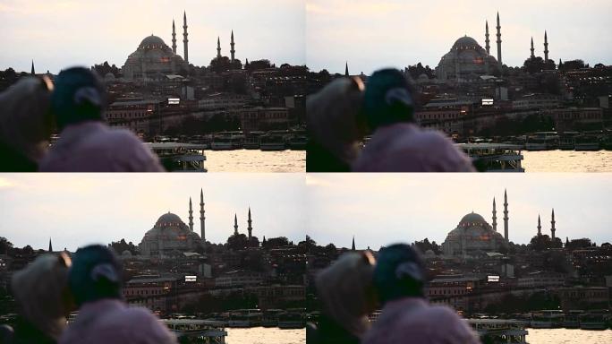 从加拉塔桥看伊斯坦布尔的城市景观