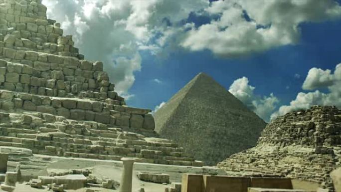 吉萨埃及金字塔延时拍摄地标建筑