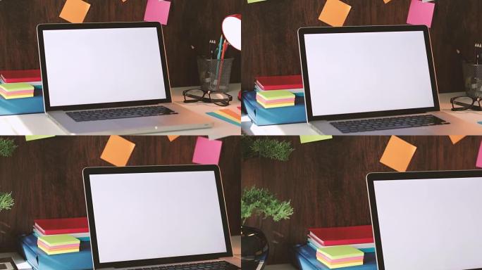 办公室办公桌屏幕跟踪素材显示器笔记本电脑