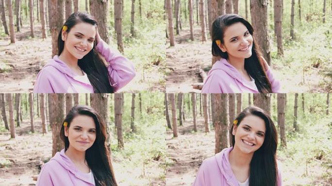 微笑的女孩看着相机