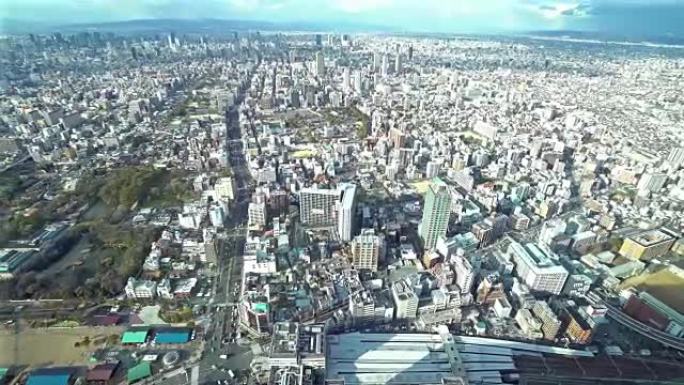 从活动中的天王寺平移空中大阪城市景观