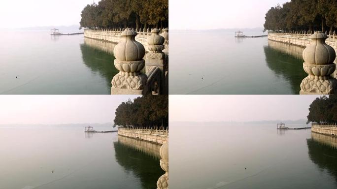 倒映湖图片，冬景，昆明湖，北京，中国
