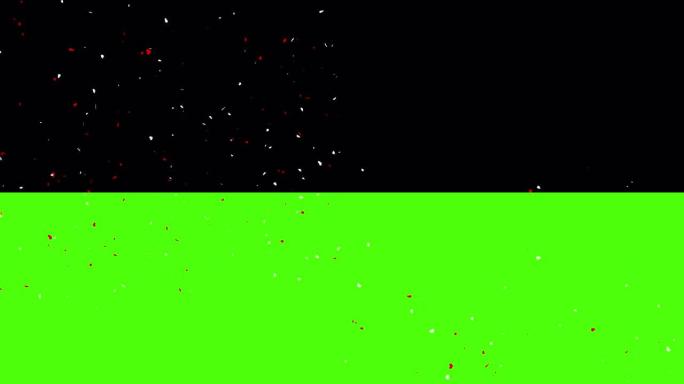 多色Popper五彩纸屑下落粒子4k循环动画绿屏。