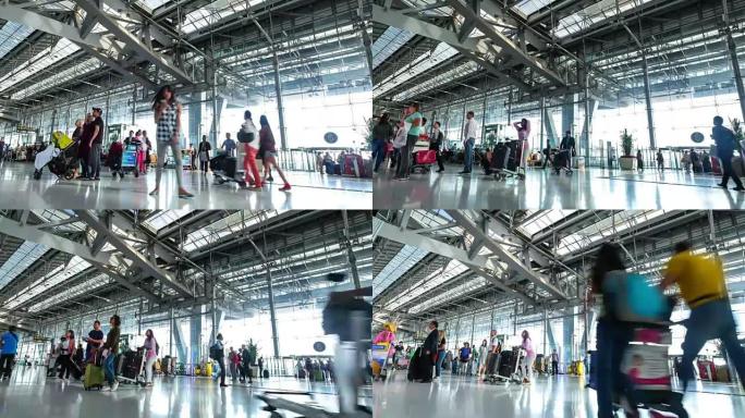 泰国机场的延时延时拍摄机场人流