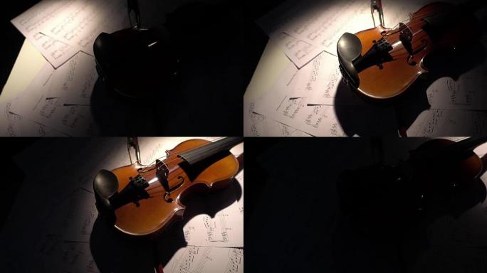 小提琴光影变化小提琴特写琴谱