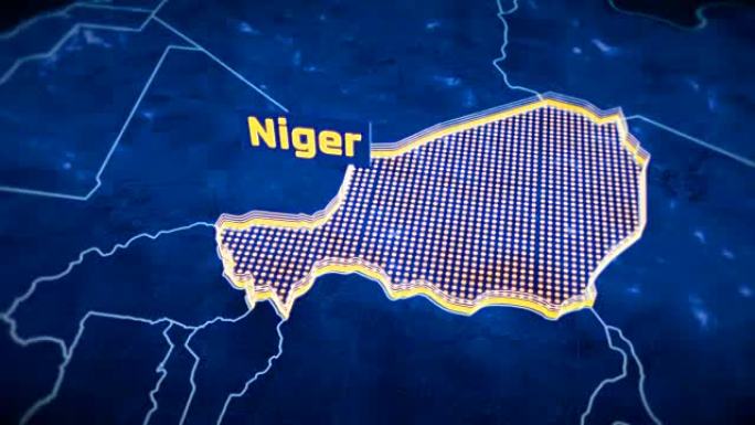 尼日尔国家边界3D可视化，现代地图轮廓，旅行
