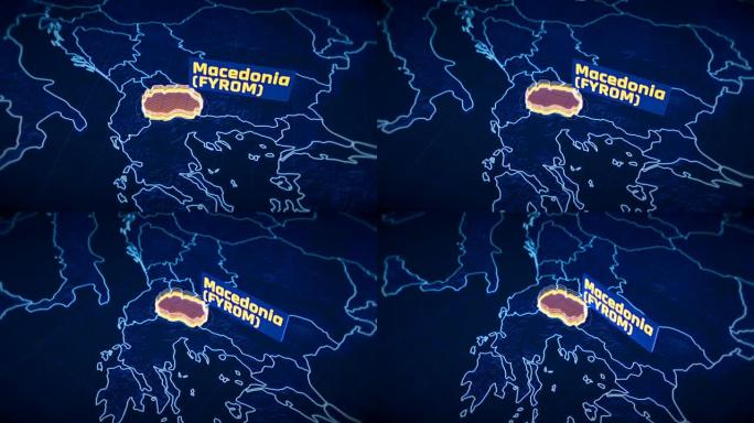 马其顿 (FYROM) 国家边界3D可视化，现代地图轮廓，旅行