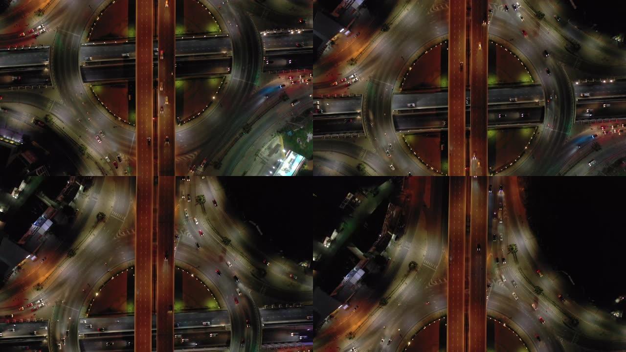 实时: 夜间循环交通路灯和汽车